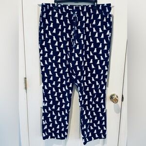 J. Crew Factory Navy White Labrador Print Loungewear/PJ Drawstring Mens SZ XL